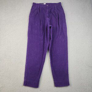 Womens VTG Corduroy Pants Size 12 Cords Tapered Purple Pleated High Waist 30x29